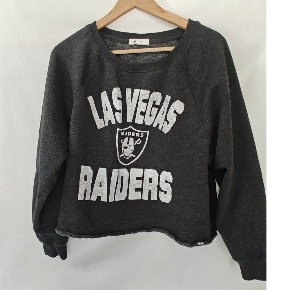 47 Brand Las Vegas Raiders Cropped Sweatshirt Relaxed Fit Gray NFL Football L